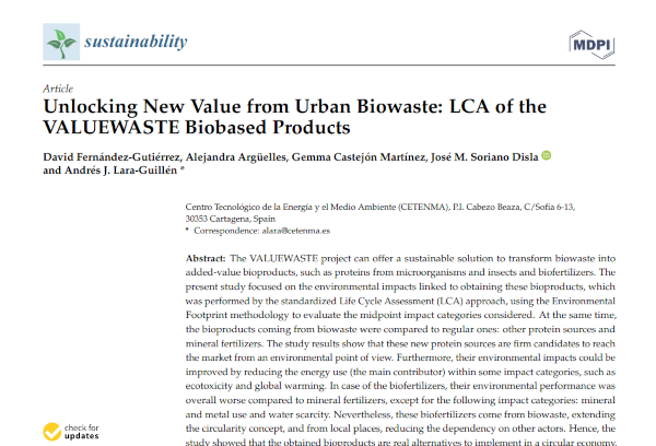 Unlocking New Value from Urban Biowaste: LCA of the VALUEWASTE Biobased Products