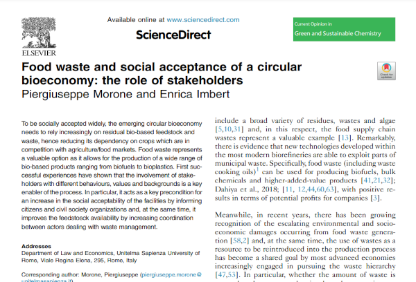 Food waste and social acceptance of a circular bioeconomy: the role of stakeholders