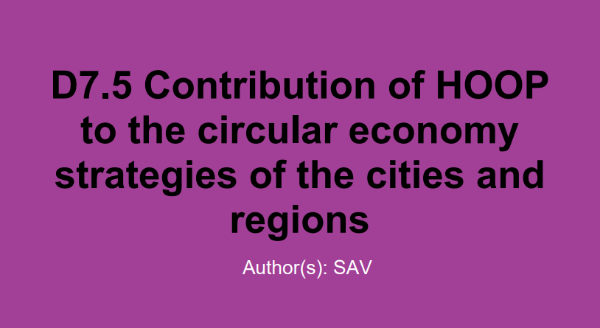 Contribution of HOOP to the circular economy strategies of the cities and regions